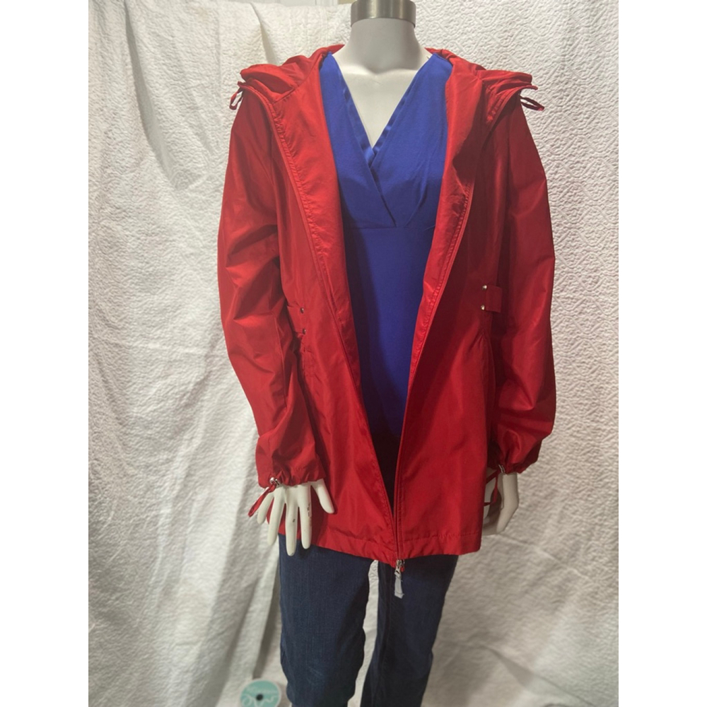 Jones New York Red Packable Rain Jacket Parka Windbreaker | Street Style Size L - Picture 13 of 15
